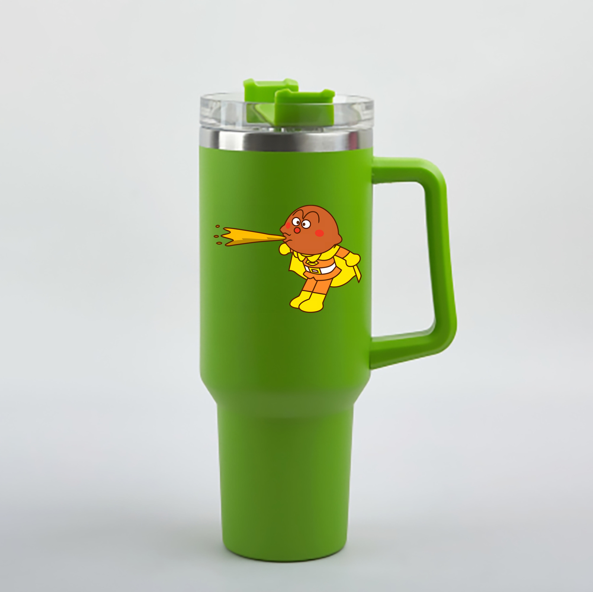 （画像用） アンパンマン Anpanman 1200mL車用タンブラー - クリスタルステッカー（プラスチックストロー付き）